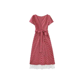 Dior Beauty Short Sleeved Dress Women's Red Cropped
