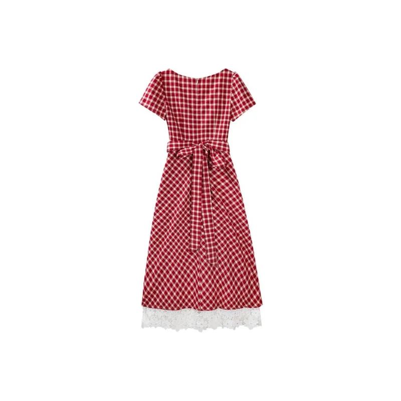 Dior Beauty Short Sleeved Dress Women's Red Cropped-0