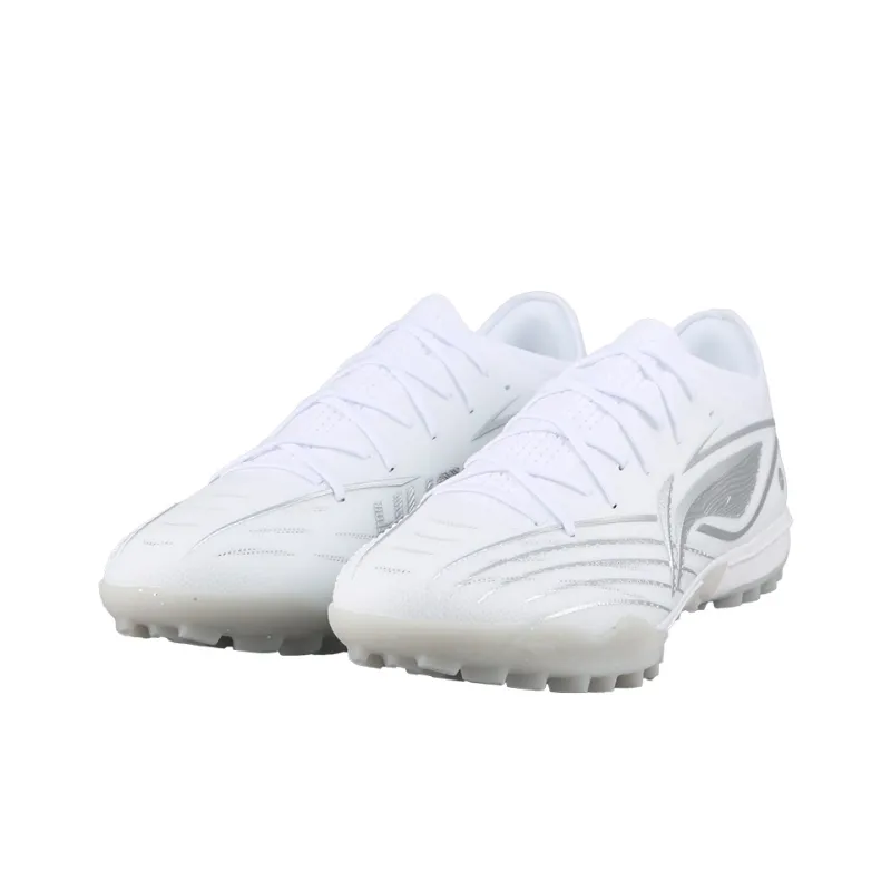 LiNing TF Rubber Broken Studs Artificial Ground Anti Slip Wear Resistant Soccer Shoes Men's White Silver-2