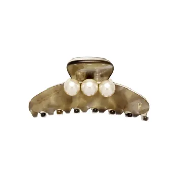 ALEXANDRE DE PARIS Camouflage Jade Bead Medium Size Claw Clip Women's