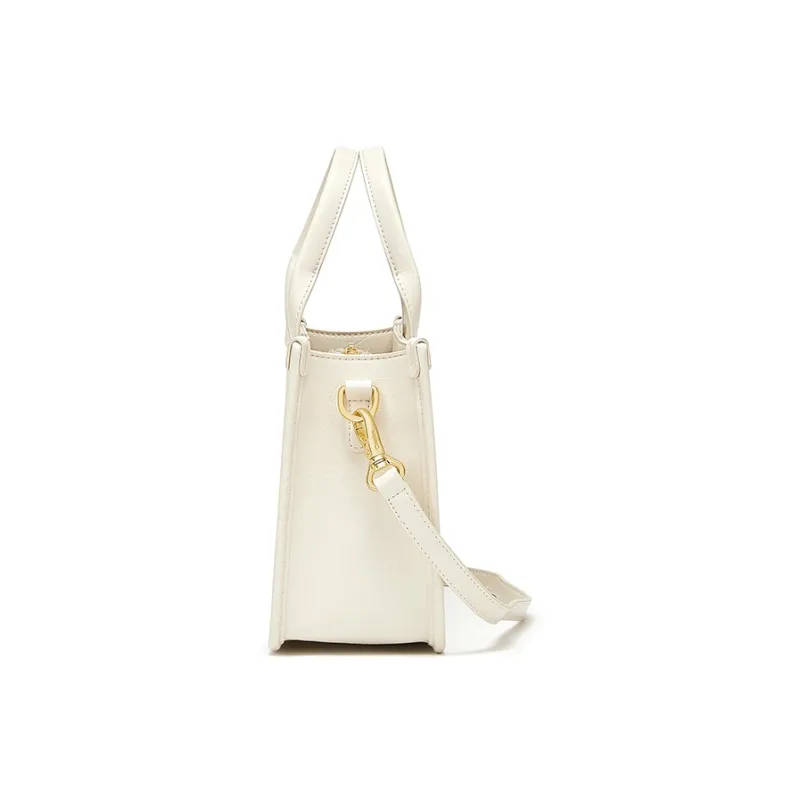 CNOLES Cow Leather Handbag Crossbody Bag Shoulder Bag Large Size Women's Cream White-2