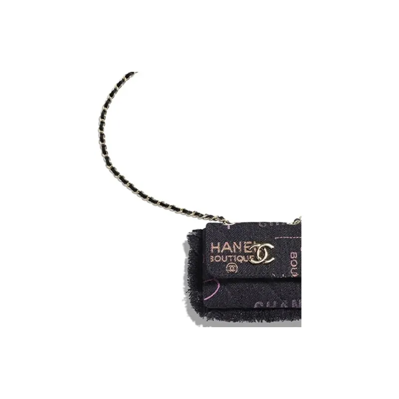 CHANEL 22P Denim Fanny Pack Women's Black-2