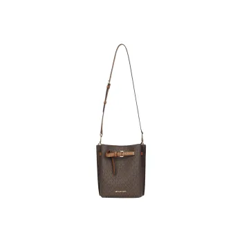 MICHAEL KORS Emilia Canvas With Leather Bucket Bag, Shoulder Bag, Crossbody Bag Trumpets Women's Acorn Brown