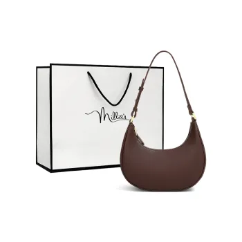 MILLIE'S Cow Leather Crescent Baguette Bag Handbag, Shoulder Bag Regular Women's Russet