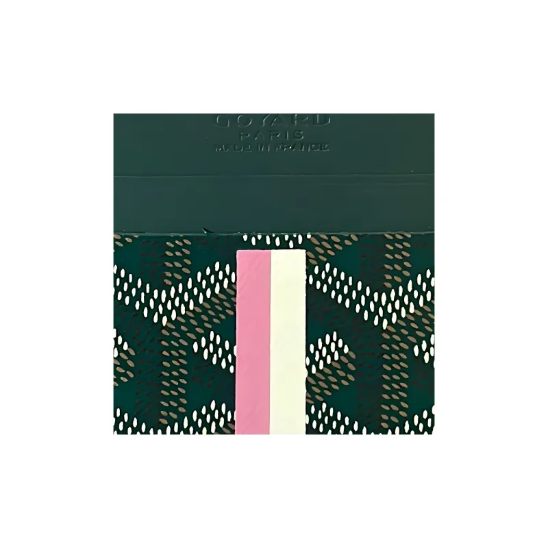 GOYARD Saint-Sulpice Canvas With Leather Dog's Teeth Card Clip Card Holder Unisex Green/Pink-2