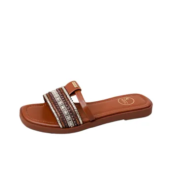 Safiya Rubber Sole Quiet Slide Slippers Women's Brown