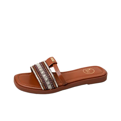 Safiya Rubber Sole Quiet Slide Slippers Women's Brown