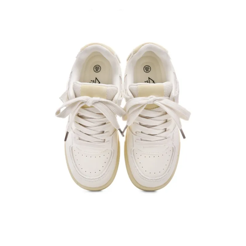 The New Age Family Low Top Skateboard Shoes Women's Beige Yellow-2