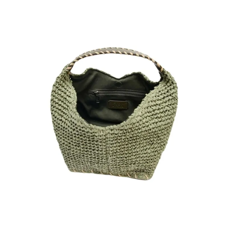 ZARA Paper One Shoulder Handbag Mini Women's Green-3