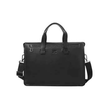 SEPTWOLVES Top Grain Cow Leather Briefcase Men's Black