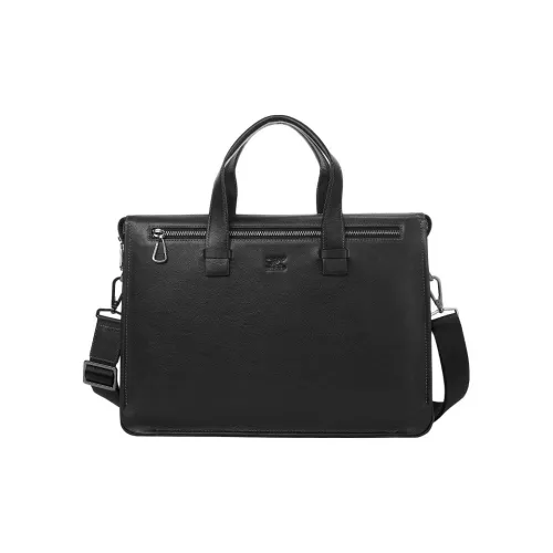 SEPTWOLVES Top Grain Cow Leather Briefcase Men's Black