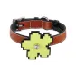 [Bamboo Green]Pixel Floral+Cocoa Brown Collar
