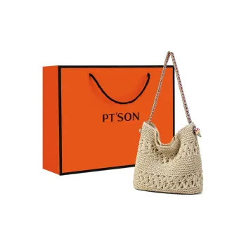 PT'SON Fabric Tote Bag, Shoulder Bag Women's Ecru/Khaki