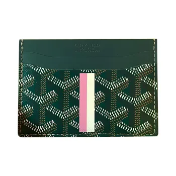 GOYARD Saint-Sulpice Canvas With Leather Dog's Teeth Card Clip Card Holder Unisex Green/Pink
