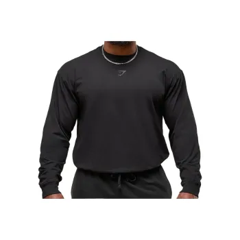 GYMSHARK Power Long Sleeve T Shirt Men's Black