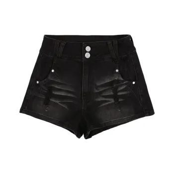 Wen Shan Denim Shorts Women's Black Gray