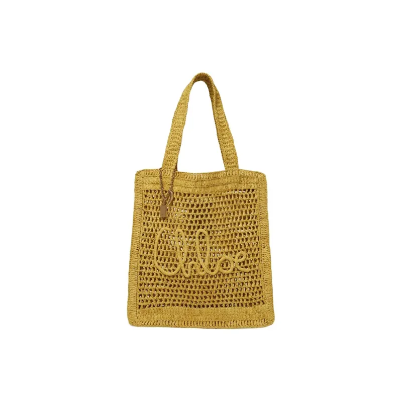 Chloe Raffia Tote Bag, Shopping Bag, Handbag Regular Unisex Lemon Grass-0