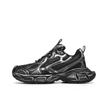 PAIBLOKS Shock Absorbers With Slip Resistant Features Low Top Chunky Sneakers Unisex Black