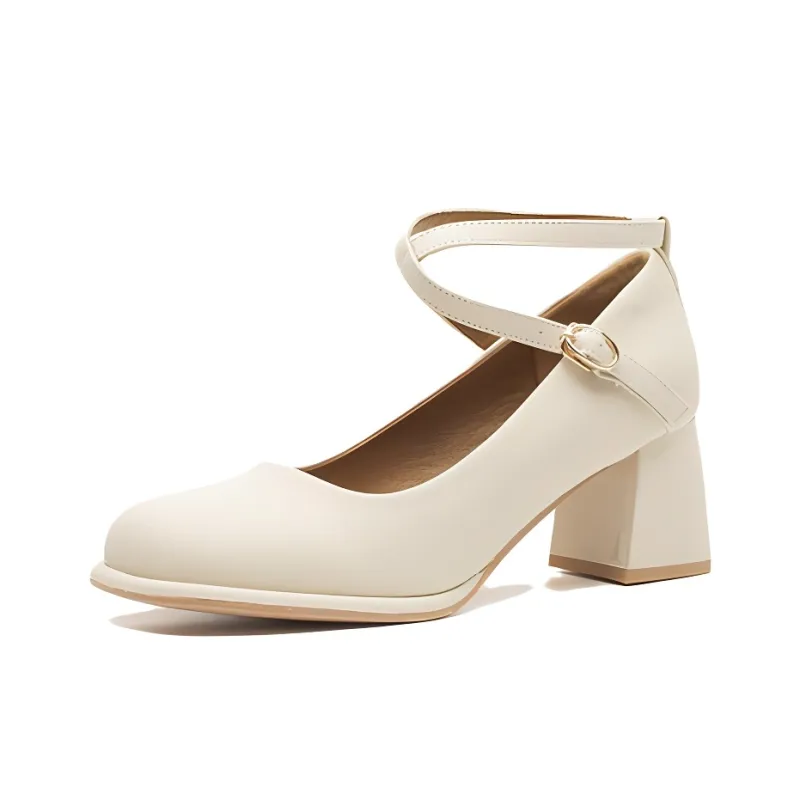 GOSO Chunky Heel High Heels Women's Ecru-0