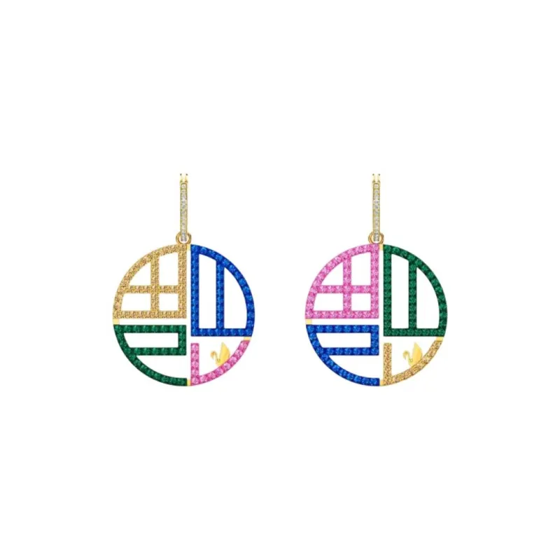 Swarovski Faux Crystal Stud Earrings Unisex Multicolor-0