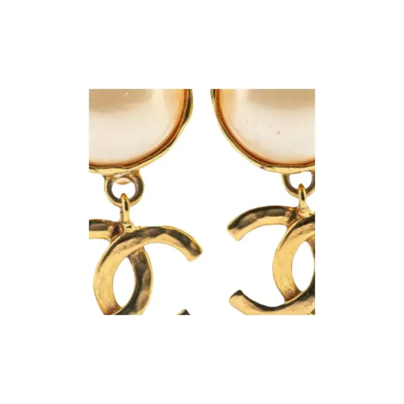 CHANEL 1994 Cc Faux pearl Clip on Earrings-2
