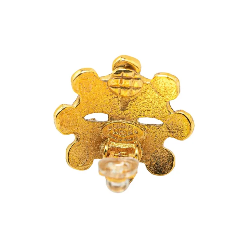 CHANEL 2004 Plated Cc Flower Clip On Earrings Costume Earrings-2