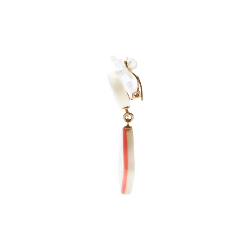 CHANEL Resin Earrings Women's Red-2