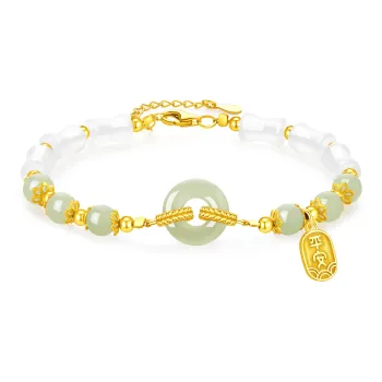Lao Feng Xiang Hetian Jade Bracelets Pale Greenish White Jade Women's