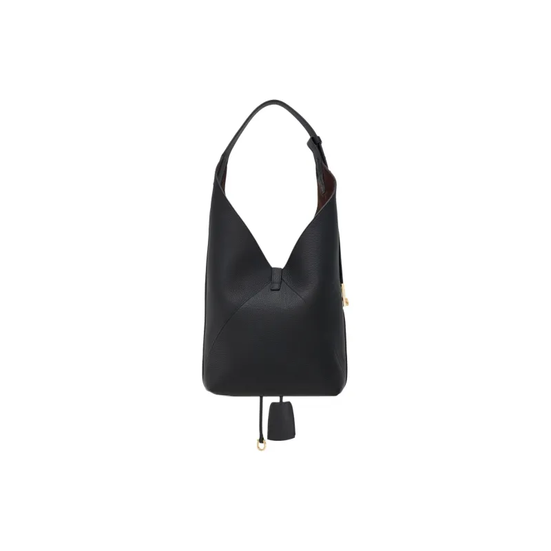 FERRAGAMO Hammered Texture Calfskin Hobo Bag Shoulder Bag Trumpets Women's Black-2