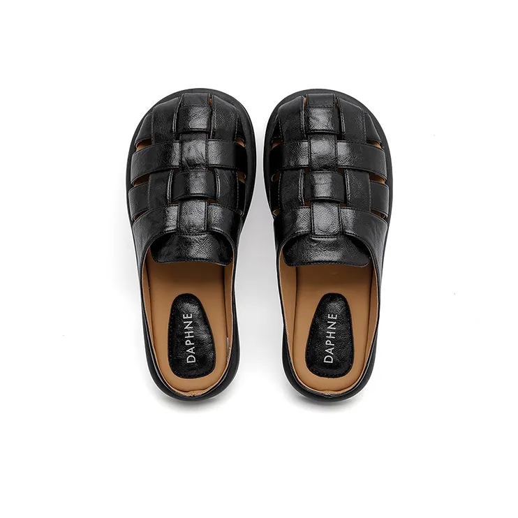 DAPHNE Rubber Sole Quiet Odor Resistant Abrasion Resistant Slip Resistant Closed Toe Slippers Women's-4