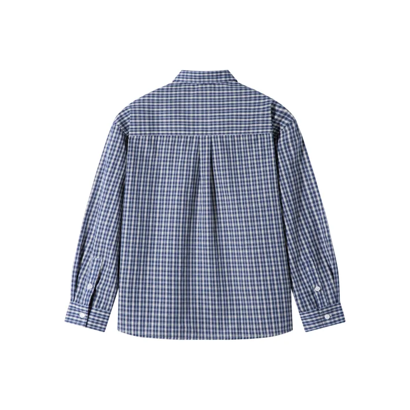 SANBAI STUDIO Shirts Unisex Blue Plaid-1
