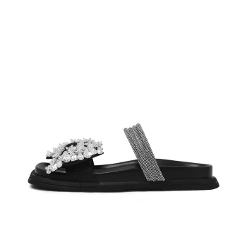 CAMEIDO Rubber Sole Slip Resistant Slide Slippers Women's Black