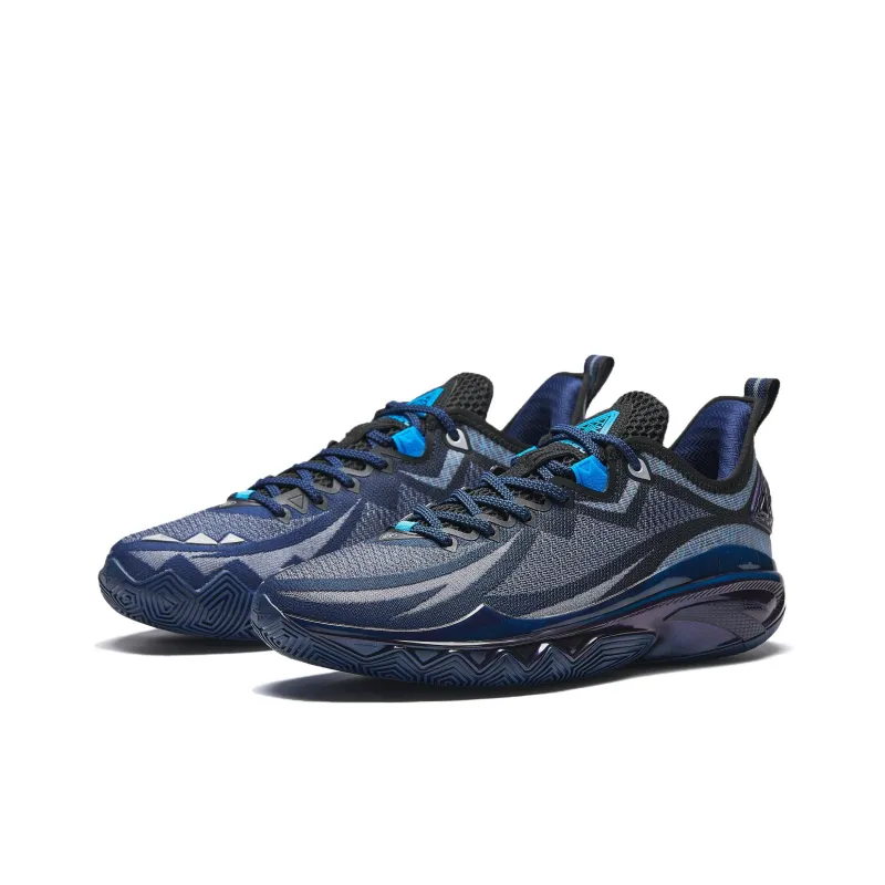 Anta Cushioning, Abrasion Resistant, And Resilient Properties Low Top Basketball Shoes Men's Blue-2
