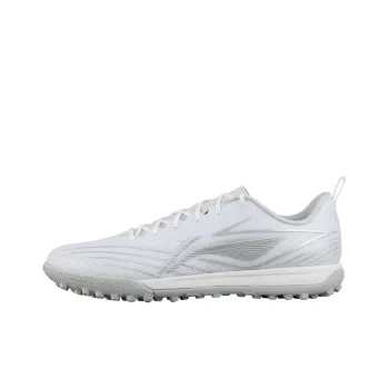 LiNing TF Rubber Broken Studs Artificial Ground Anti Slip Wear Resistant Soccer Shoes Men's White Silver
