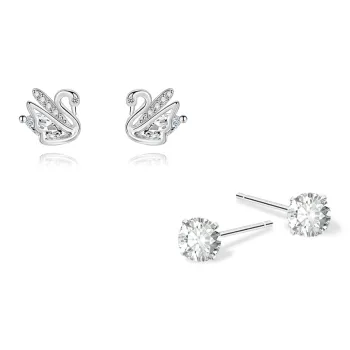 KUMET Sterling Silver Stud Earrings Women's