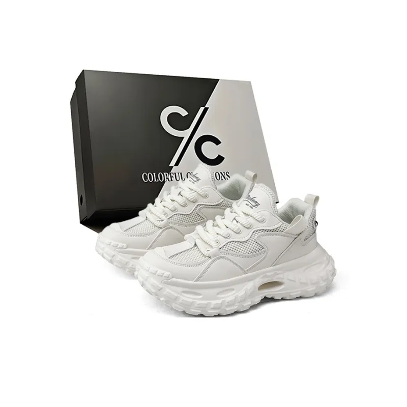 Colorful Creations Slip Resistant, Abrasion Resistant, Breathable, Height Increasing Low Top Chunky Sneakers Men's Box-5
