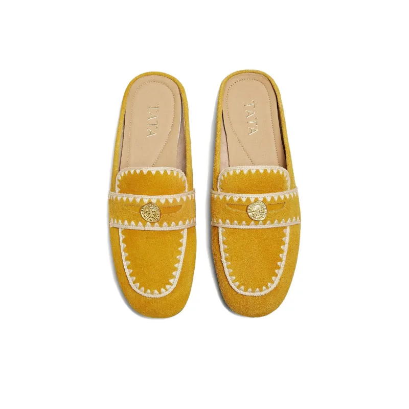 TATA Leather Patchwork Quiet Closed Toe Slippers Women's-10