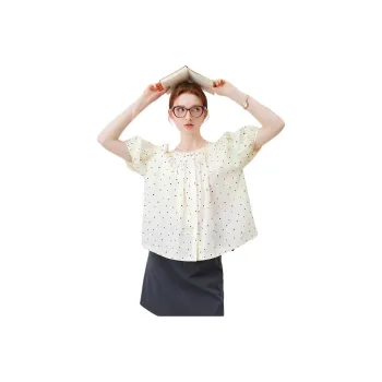 FANSILANEN Shirts Women's Beige With Black Polka Dots