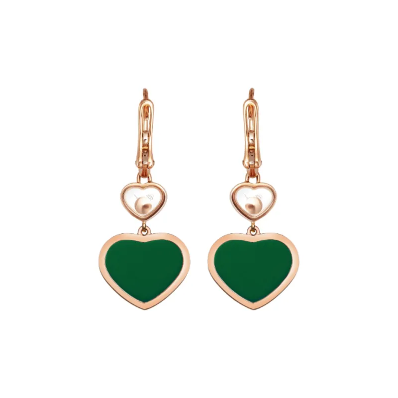 CHOPARD 18K Rose Gold Earrings Women's Green-3
