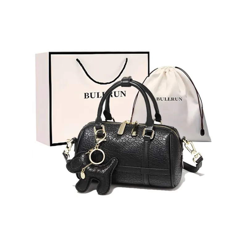 Bullrun Synthetic Leather Handbag Women's White/Black-5