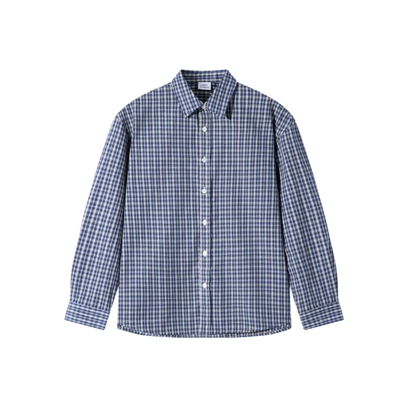 SANBAI STUDIO Shirts Unisex Blue Plaid-0