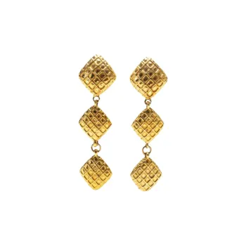 CHANEL Gold Plated Earrings Women's Gold