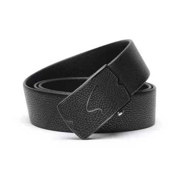 Satchi Cow Leather Belts Men's Black Width 3.7cm