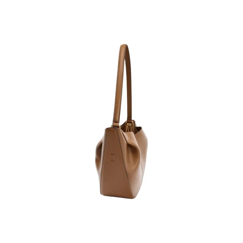 ZARA Polyurethane Tote Bag, Shopping Bag, Shoulder Bag Women's Dark Umber-1
