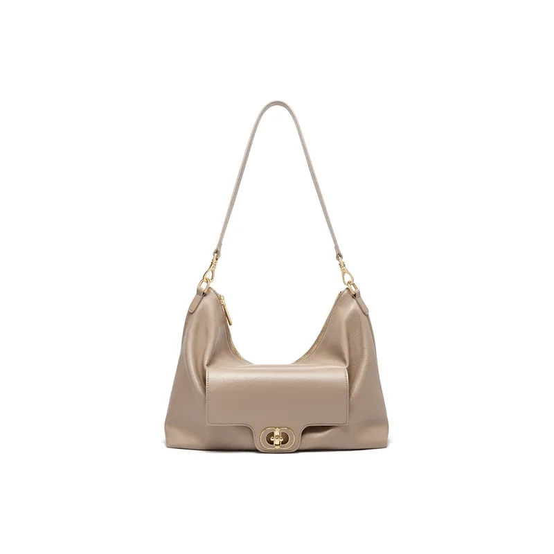 CNOLES Microfiber One Shoulder Shoulder Bag Women's Cream White/Milk Tea Beige/Black-6