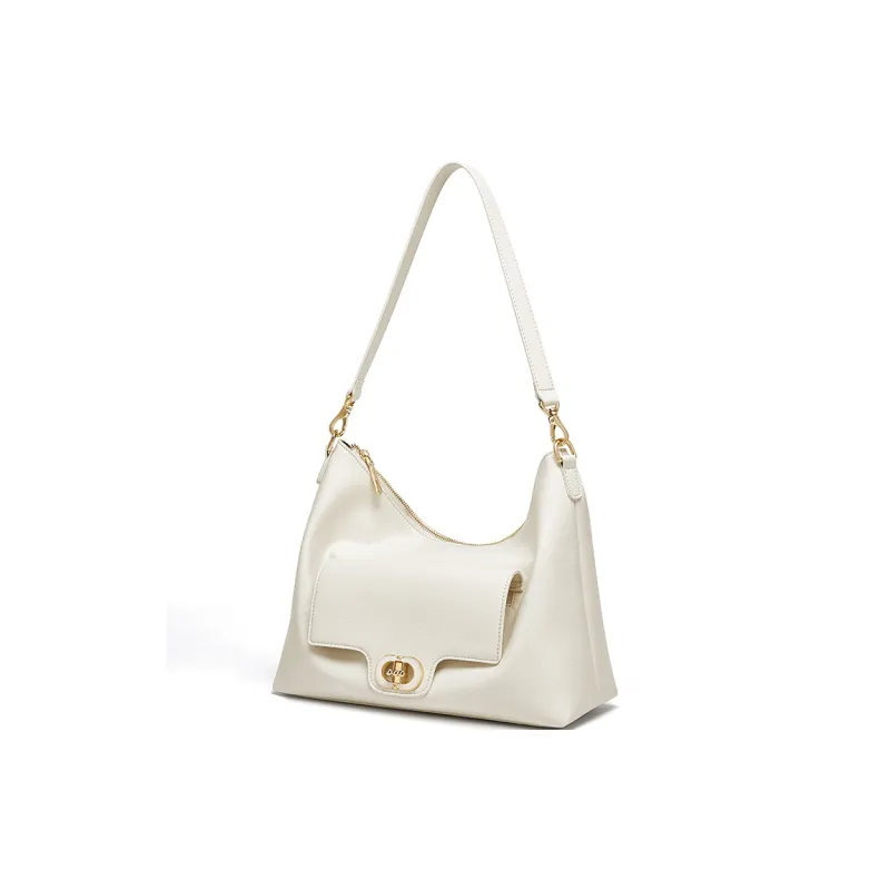 CNOLES Microfiber One Shoulder Shoulder Bag Women's Cream White/Milk Tea Beige/Black-1