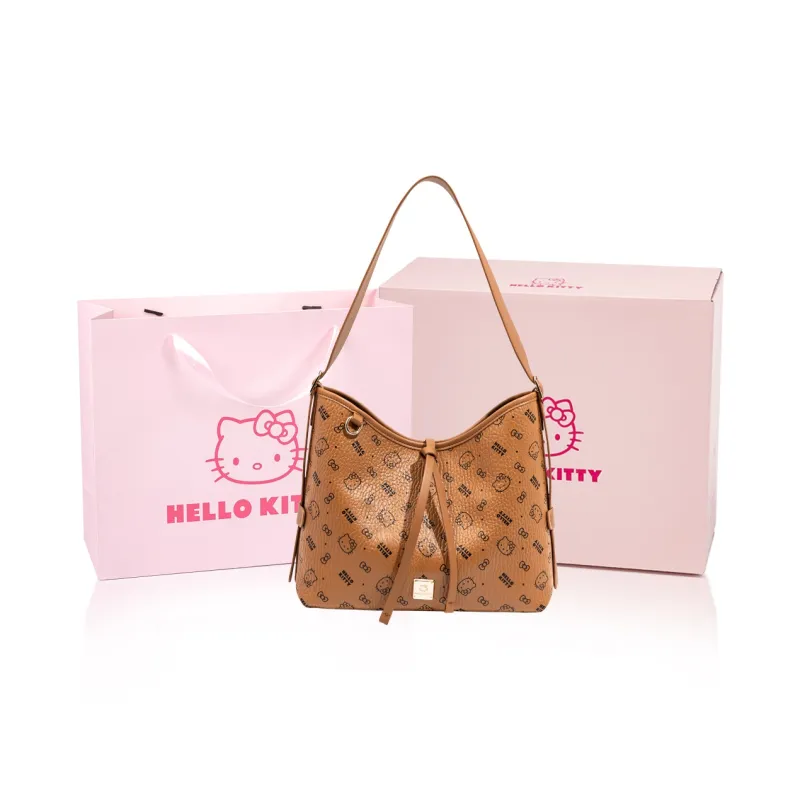MESUCA &Sanrio Hello Kitty Collaboration Kitty Series PU Shoulder Bag Regular Women's Pink/Brown/Milk Tea-6