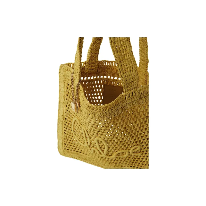 Chloe Raffia Tote Bag, Shopping Bag, Handbag Regular Unisex Lemon Grass-4