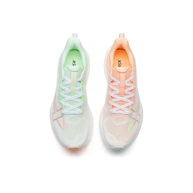XTEP 2000km 3.0 Running Shoes Women's Low Top Classic White/Pink Orange/Light Fruit Green-3