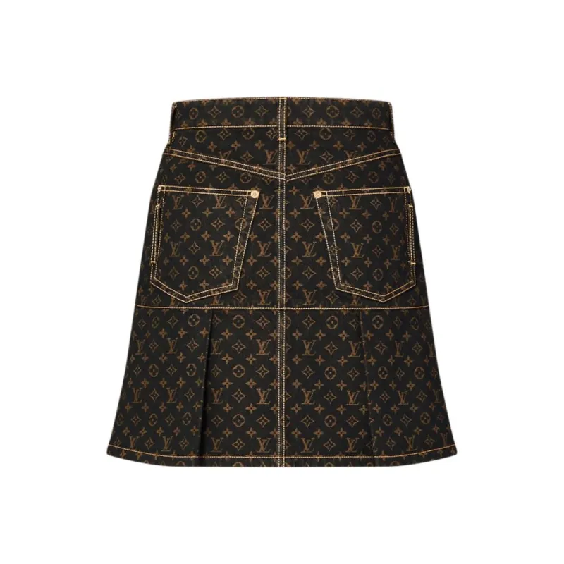 LOUIS VUITTON Monogram Denim Pleat Skirt-1